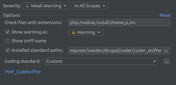 Dodawanie rozszerzeń .module, .install, theme do listy Check files with extensions w PHPStorm